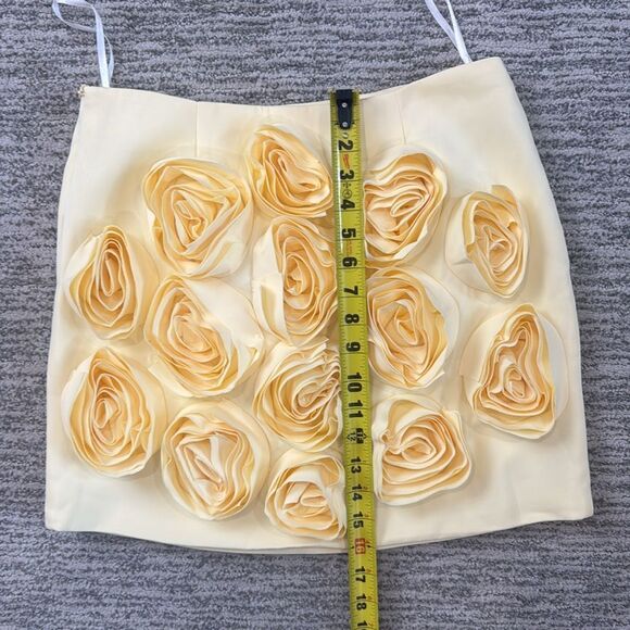 NWT Luxe Dress Rose-appliqué Cropped Top / Skirt Set In Gelb Yellow Large - Picture 9 of 16